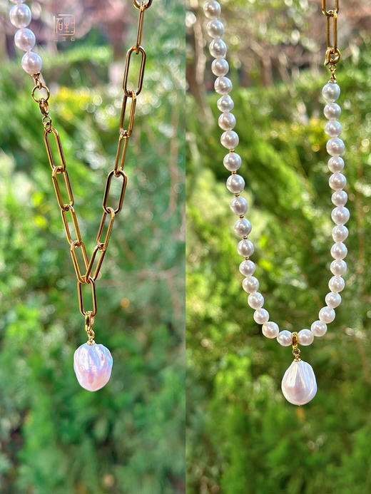 巴洛克珍珠“万能扣”金属项链/巴洛克珍珠“万能扣”O字金属款珍珠项链 商品图7