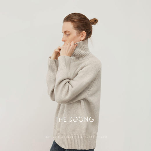 THESOONG"慵懒自洽"纯羊毛抗皱保暖防缩水高领毛衣HWMY8330 商品图4