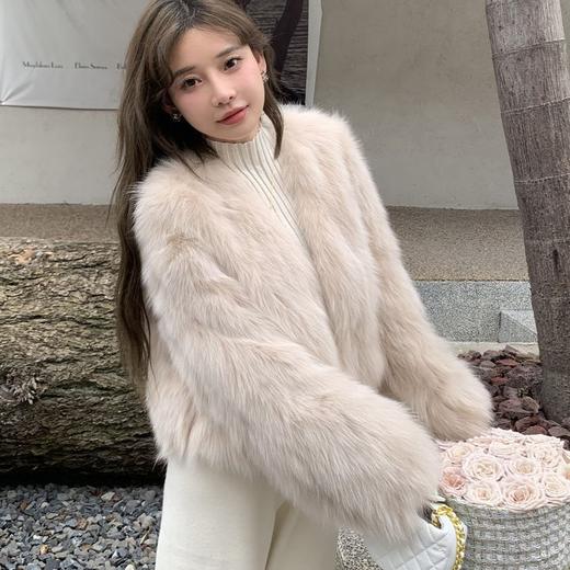 秋冬新款环保狐狸毛皮草外套女小花毛毛大衣年轻时尚短款女装 商品图2