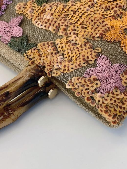 【刺绣复古竹节包】新款竹节手提包 高奢彩色亮片复古女士手拎包 重工刺绣潮晚宴包 商品图5