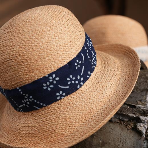 【林栖设计小店】东阳手工蓝印花草帽（一夜落花雨）LX1125002 商品图1