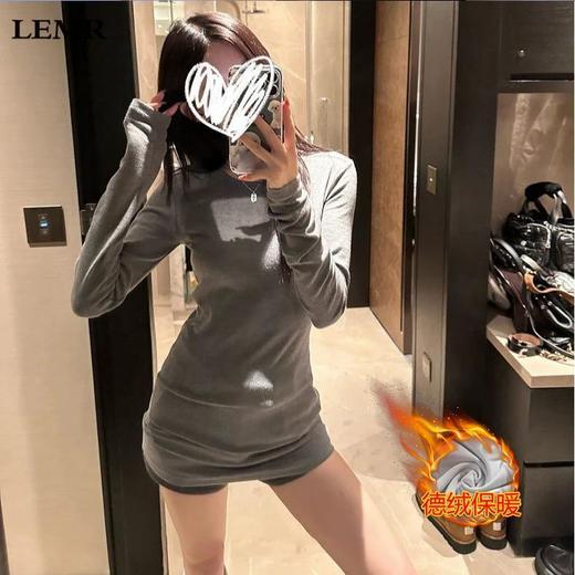 【简约舒适百搭❗️柔软亲肤保暖】纯色中长款长袖t恤女2025新款春秋冬内搭外穿打底衫修身辣妹上衣。jb 商品图1