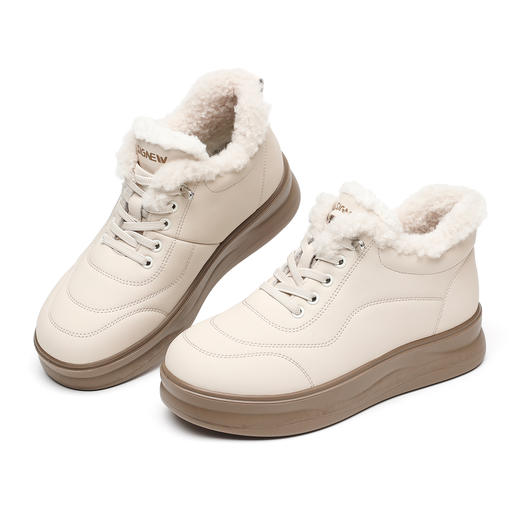 信诺加绒高帮鞋女厚底系带休闲鞋软底舒适棉鞋冬季保暖5M653-18TD 商品图3