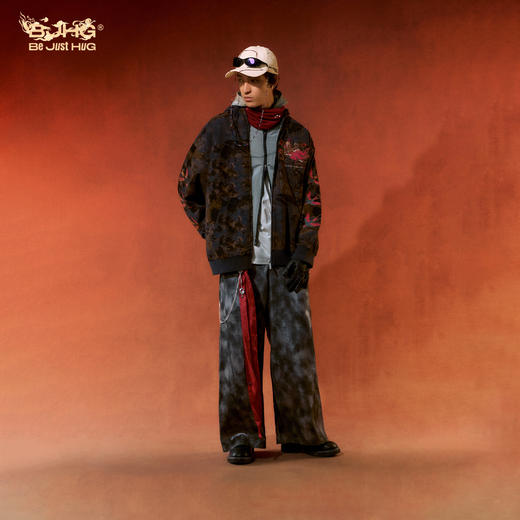 敦煌联名BJHG不计后果卫衣男冬季2025新款复古重工刺绣连帽外套女 商品图3