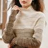 Famecoco范可儿羊毛高领毛衣女士秋季长袖条纹宽松休闲套头针织衫F225DC003 商品缩略图4