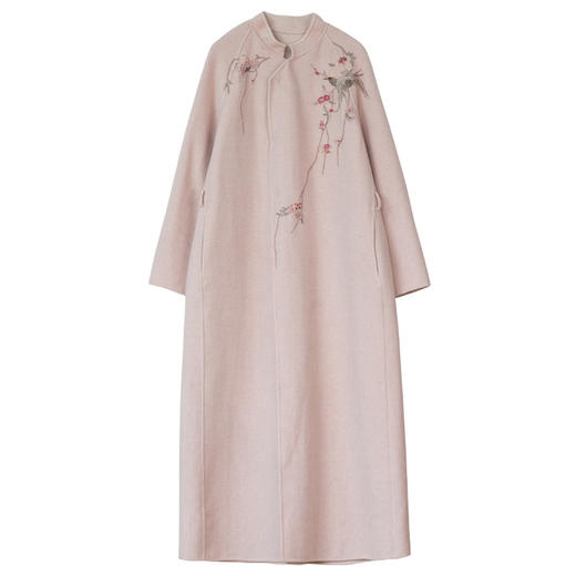 牧衣游原创 绵羊毛混纺手工刺绣毛呢长外套冬季宽松气质大衣 南妗 商品图4