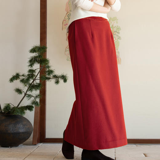 牧衣游原创 羊毛毛呢半裙直筒冬季新款软糯厚实保暖半身裙 忘辞 商品图0