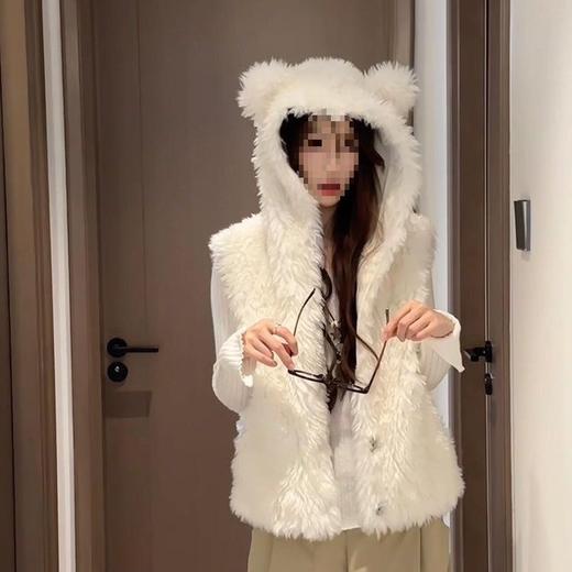 【减龄可爱百搭❗️柔软包裹感】2025秋冬季新款羊羔毛马甲女小熊连帽坎肩小个子甜美可爱外套背心。jb 商品图3