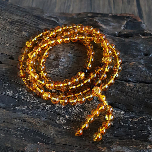 【天然正品】天然约6.5MM无杂裂琥珀圆珠项链、多圈手链70CM（弹力绳）中性 021225NJM01特价：580 商品图2