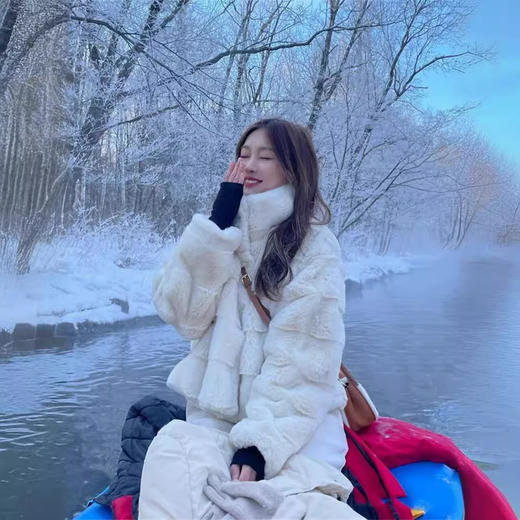 【冬季新款保暖仿水貂绒皮草外套】女羊羔毛立领仿懒兔毛短款大衣潮感 商品图2