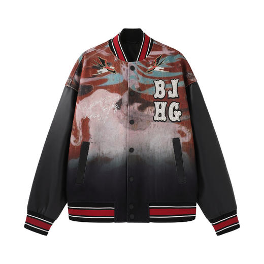 敦煌联名BJHG不计后果夹克外套男冬季潮牌复古美式街头风棒球服女 商品图4