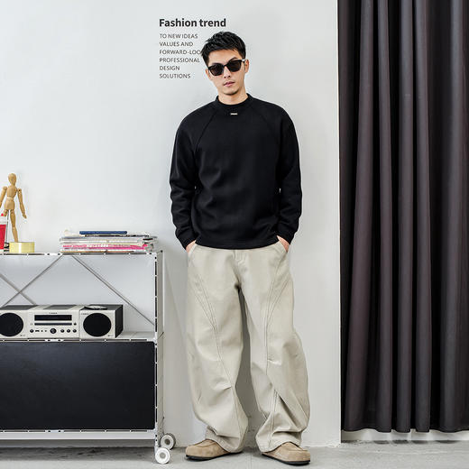 徐太浪【缉明线 立体裁剪】休闲裤男秋冬款宽松直筒裤子通勤长裤 商品图3