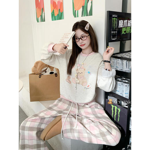 【169元任选2件】现货！粉色格子休闲裤 商品图2