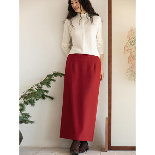 牧衣游原创 羊毛毛呢半裙直筒冬季新款软糯厚实保暖半身裙 忘辞 商品图3