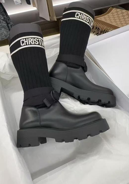 女款logo拼接针织靴子he010 商品图0