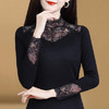 KQL A51N7320高领蕾丝打底衫洋气加绒加厚网纱上衣 商品缩略图1