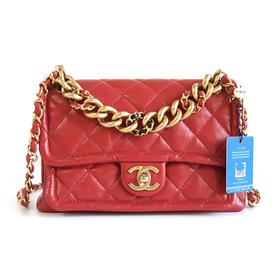 【95新】CHANEL香奈儿AS0937 B01190 N4855红色粗链条豆腐包单肩斜挎包女士 051225NJS05