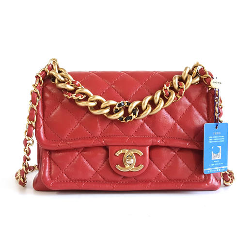 【95新】CHANEL香奈儿AS0937 B01190 N4855红色粗链条豆腐包单肩斜挎包女士 051225NJS05 商品图0