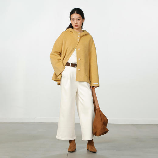 极简休闲款连帽大口袋羊毛短款大衣-纪念日百货门店同款166695885 商品图3