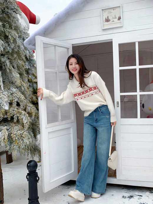 【百图lulu定制】【预售7天发】【马到成功加绒牛仔裤】骏马刺绣 加绒 水洗蓝 直筒 牛仔裤 商品图10