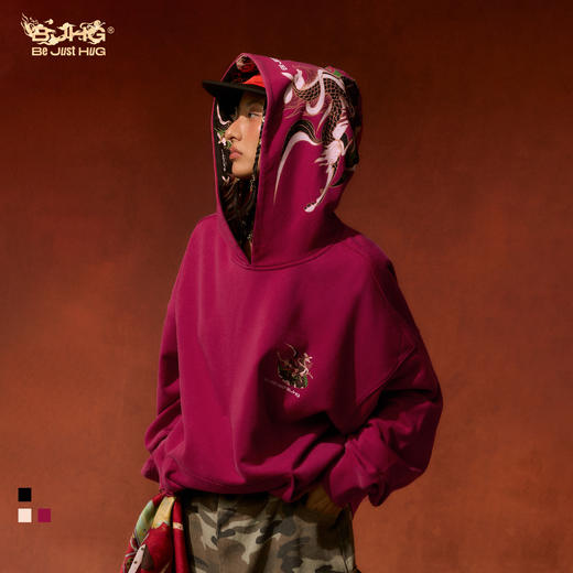 敦煌联名BJHG不计后果卫衣男款冬美式重磅连帽情侣做旧印花上衣女 商品图0