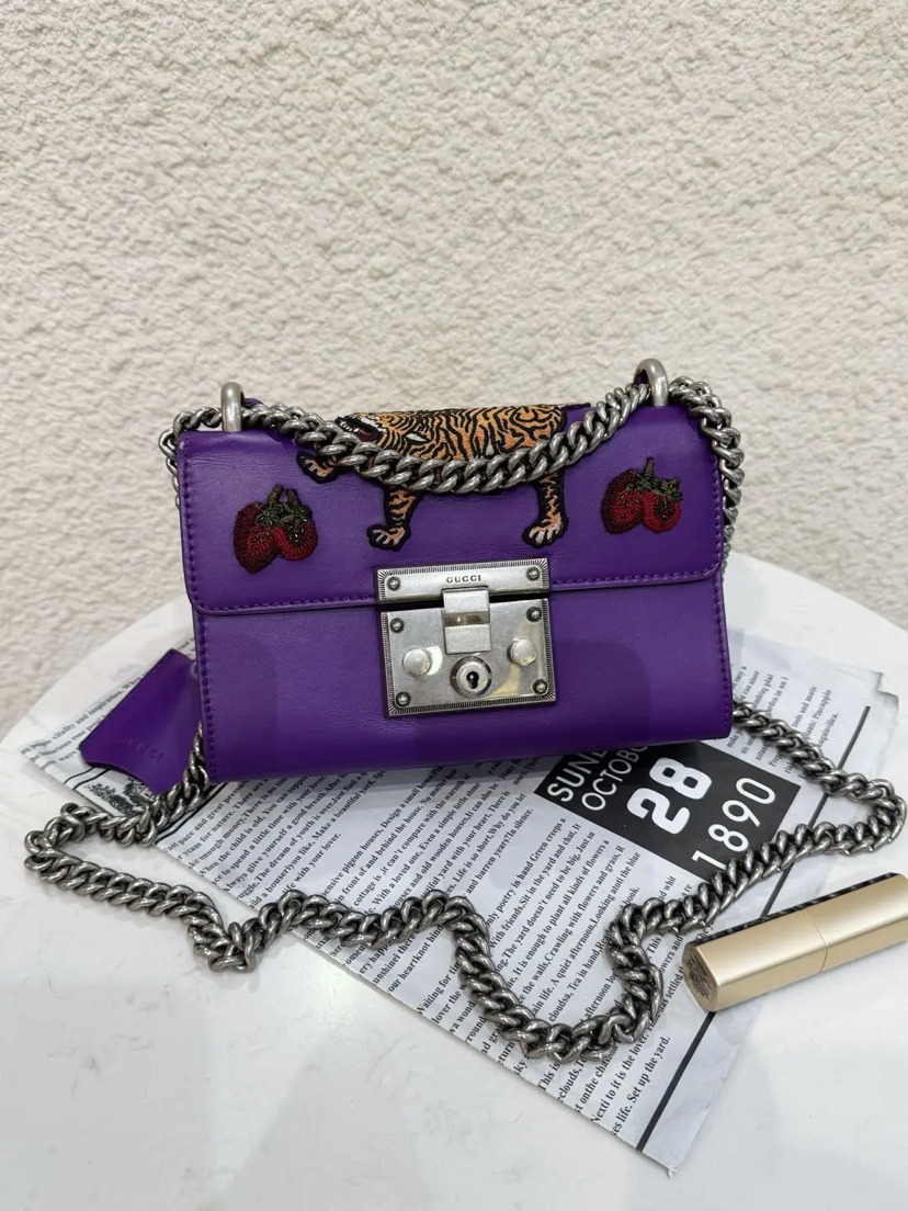 GUCCI Padlock 紫色 孟加拉虎 牛皮 小号 月光宝盒