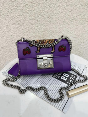 GUCCI Padlock 紫色 孟加拉虎 牛皮 小号 月光宝盒
