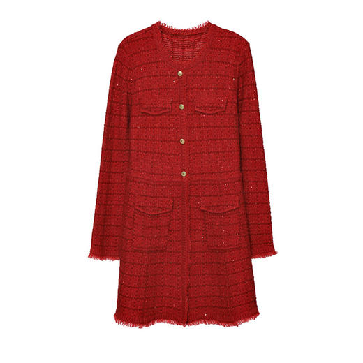 「自」全新升级【铂金会员441/天猫599/差价158】(13409)洛诗琳法式小香风连衣裙2025秋冬气质显瘦羊毛混纺针织裙 商品图4