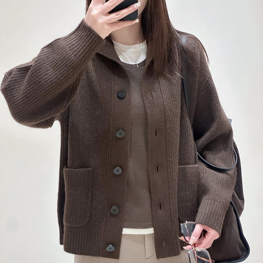 （康赛妮纱 升级版）火桐hooton 高定系列 山羊绒双口袋针织开衫YR256418 商品图0