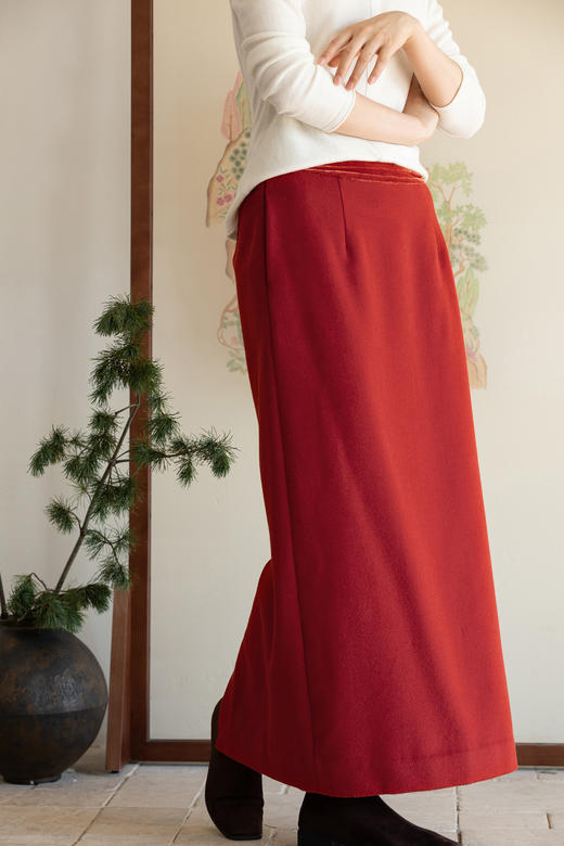 牧衣游原创 羊毛毛呢半裙直筒冬季新款软糯厚实保暖半身裙 忘辞 商品图5