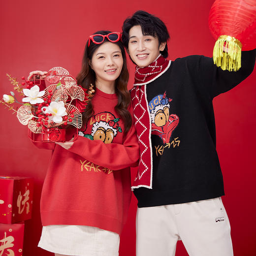 【断码清仓】HX 冬季圆领毛衫新年氛围C107440039101/02 商品图3