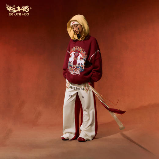 敦煌联名BJHG不计后果提花毛衣男冬季新款保暖圆领宽松印花上衣女 商品图4