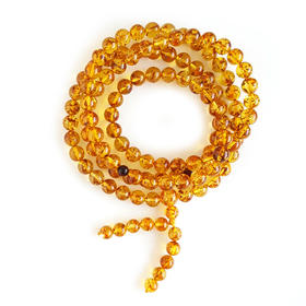 【天然正品】天然约6.5MM无杂裂琥珀圆珠项链、多圈手链70CM（弹力绳）中性 021225NJM01特价：580
