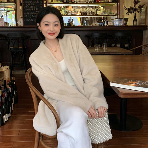 秋冬新款高级仿貂毛柔软宽松显瘦保暖百搭气质毛毛皮草外套女大衣 商品图1