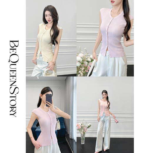 【孤品样衣，不退不换】【自在风雅】凉爽冰丝小坎袖百搭弹力针织衫2025夏季 商品图0