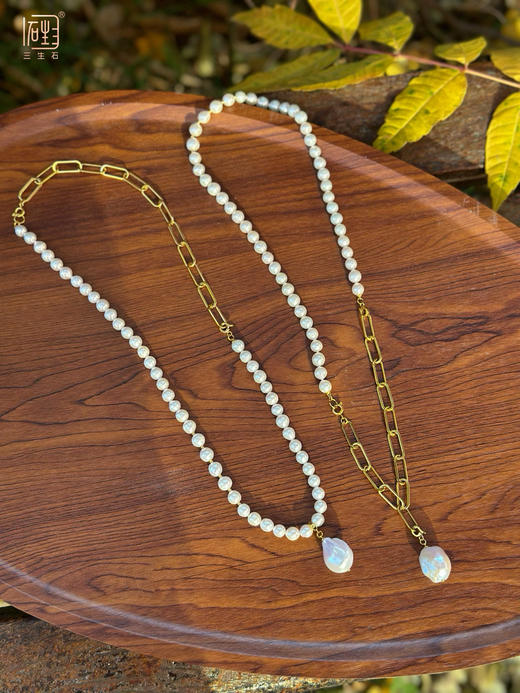 巴洛克珍珠“万能扣”金属项链/巴洛克珍珠“万能扣”O字金属款珍珠项链 商品图10