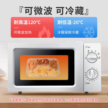 特美居一次性饭盒分格4格快餐盒1000型100套带盖塑料外卖加厚打包盒透明 商品图0