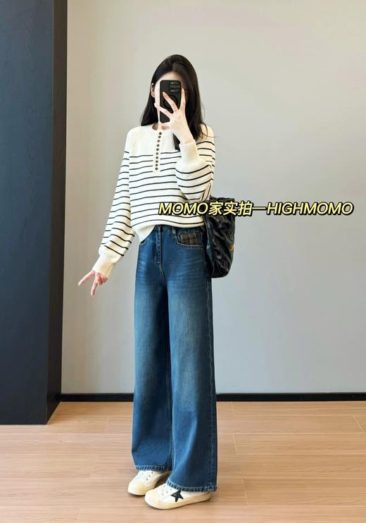 法式高知花边亨利领套头针织衫小灯笼袖羊毛针织毛衣 商品图2