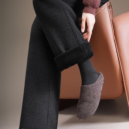 「自」全新升级【铂金会员183/天猫249/差价66】(94436)洛诗琳毛呢窄版阔腿裤2025冬季百搭加绒加厚保暖休闲裤女 商品图3