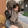 秋冬新款环保狐狸毛皮草外套女小花毛毛大衣年轻时尚短款女装 商品缩略图3