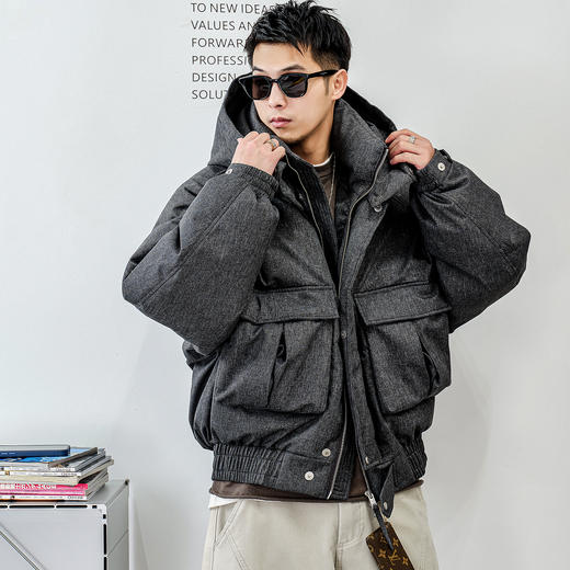 徐太浪【龟背辑行 工装拼接】连帽羽绒服男冬季厚款休闲防寒外套 商品图1