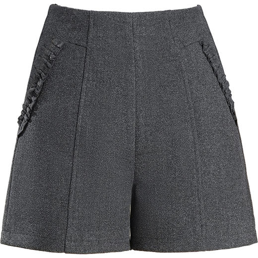 「自」全新升级【铂金会员137/天猫179/差价42】(14237)洛诗琳高腰毛呢直筒短裤2025秋冬气质百搭显瘦A字毛呢短裤 商品图4