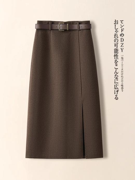 赠送皮带【手感柔软垂顺有型❗️开叉设计显瘦显气质】毛呢休闲半身裙女秋冬季2025新款气质a字裙垂感百搭直筒包臀裙子。jb 商品图2