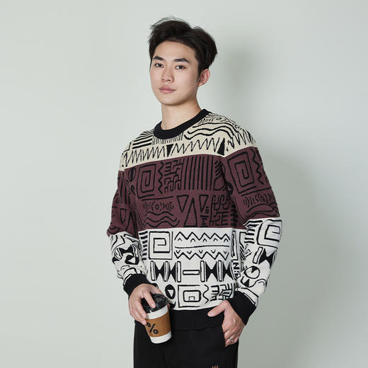 【断码清仓】HX 冬季圆领毛衫撞色S107444212101 商品图4