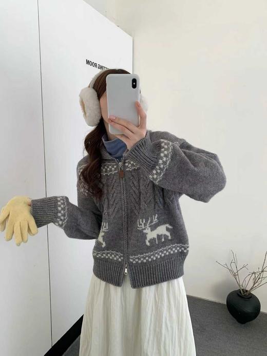 YW韩系费尔岛提花双拉链开衫毛衣(LH)(LD)-纪念日百货168645030 商品图2