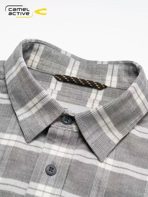 【富临店】骆驼动感冬季保暖磨毛纯棉格子衬衣 商品图0