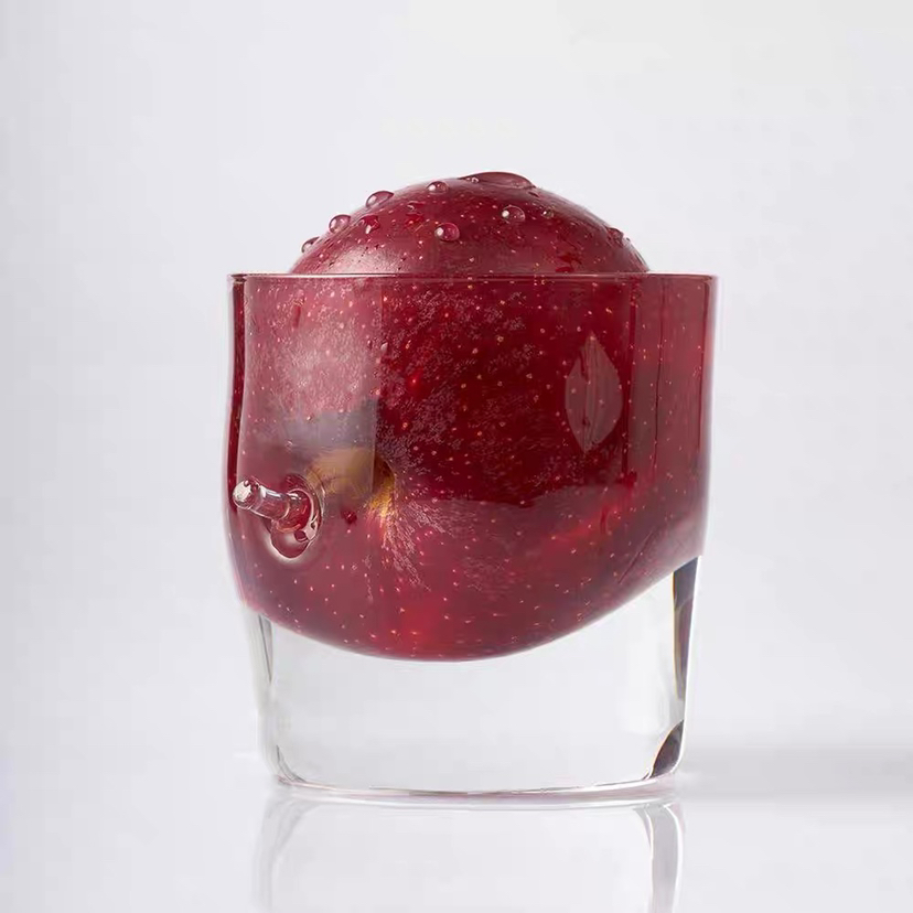 玻心璃语 |苹果杯 果汁杯咖啡杯 耐热玻璃水杯 原创设计 手工匠人