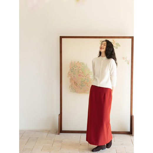 牧衣游原创 羊毛毛呢半裙直筒冬季新款软糯厚实保暖半身裙 忘辞 商品图1