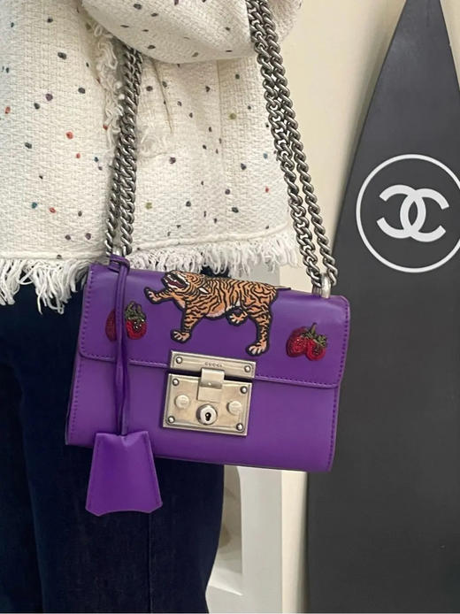GUCCI Padlock 紫色 孟加拉虎 牛皮 小号 月光宝盒 商品图3
