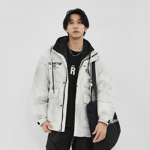 【新品上新】HX 冬季短款带帽羽绒服免洗防水功能宽松阔版C100440036101 商品图8